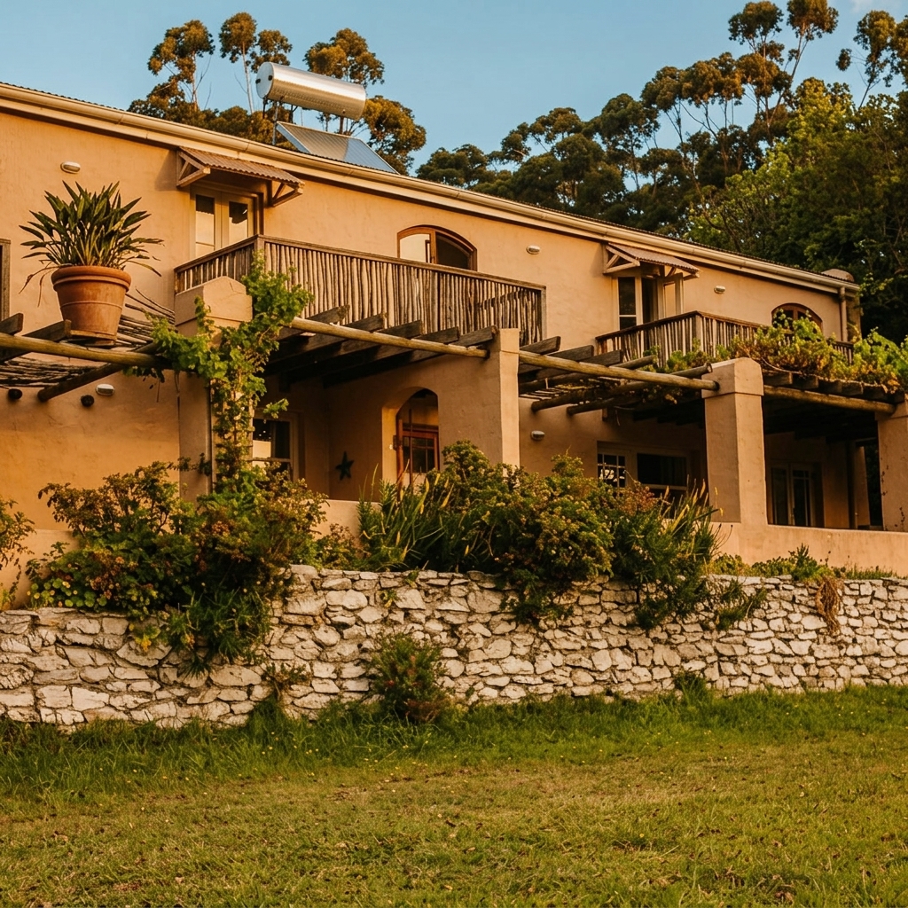Hearth and Soul main building exterior at golden hour